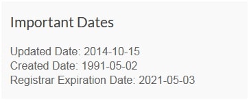 creation date of the domain 