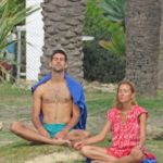 Novak Djokovic practicing yoga