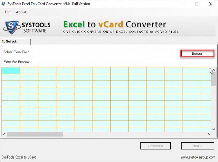 Open Excel to vCard Converter