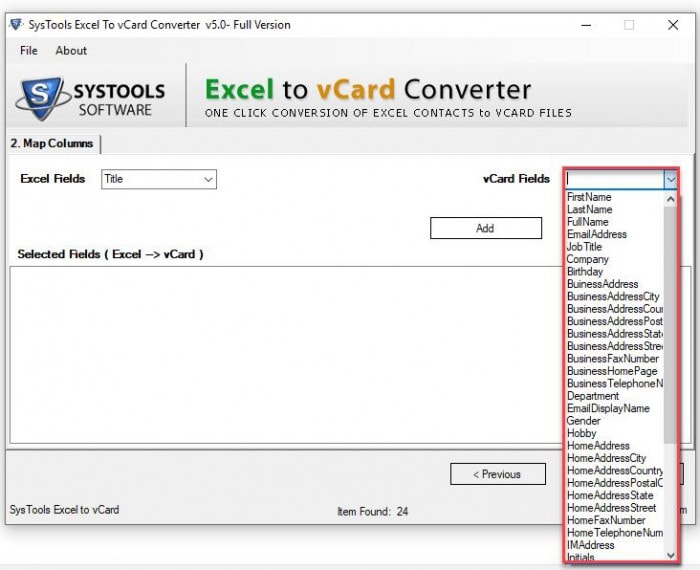 vCard attributes 